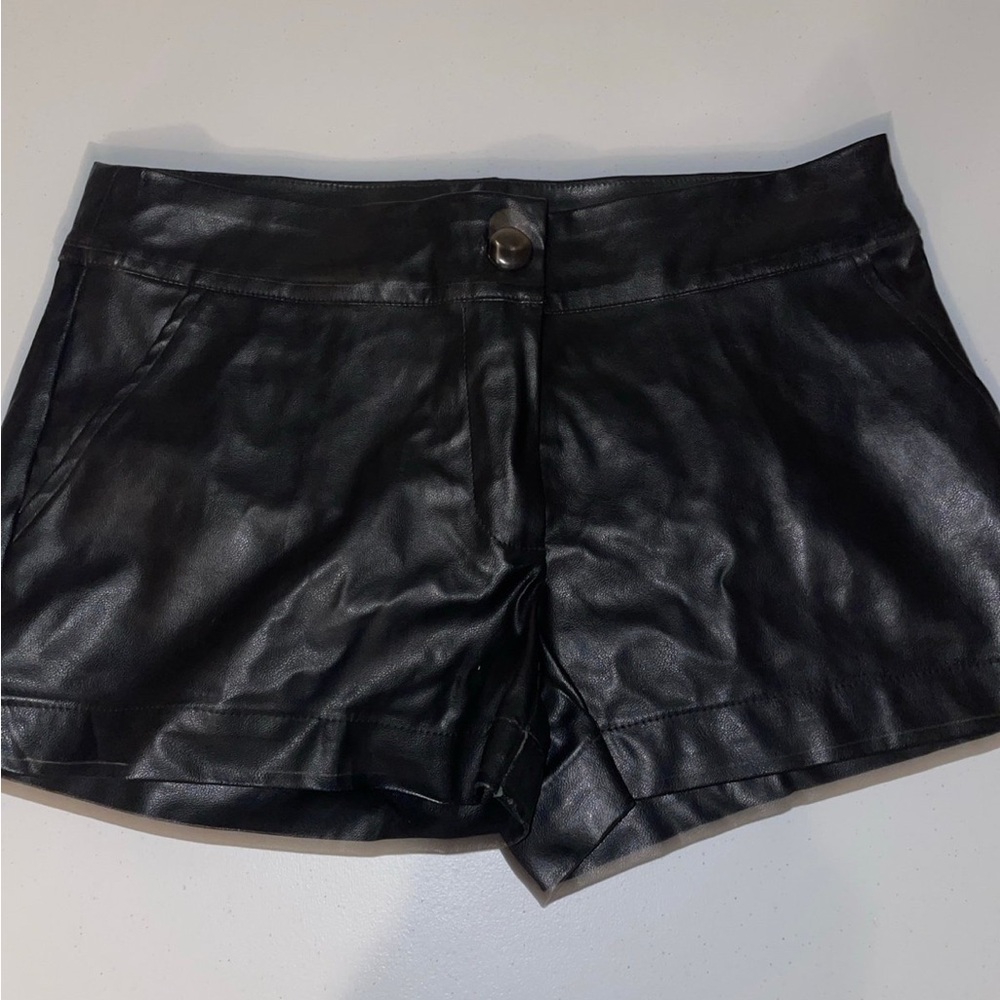 Olsenboye Black Faux Leather Shorts